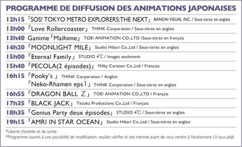 Programme des projections